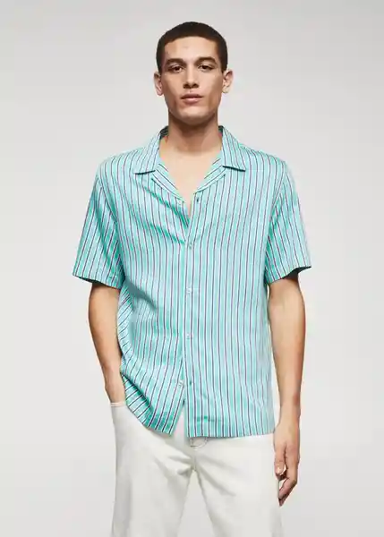 Camisa Benalup Agua Talla L Hombre Mango