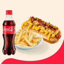 Perro Queso Tocineta + Francesas + Coca Cola 400ml