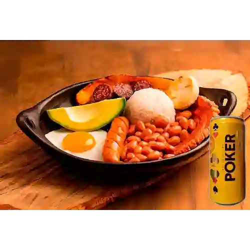 Combo Bandeja Paisa + Cerveza Poker Lta 269ml