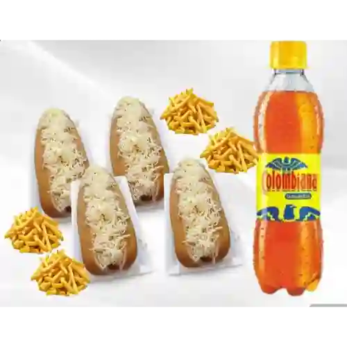 4 Perros + papitas y gaseosa gratis