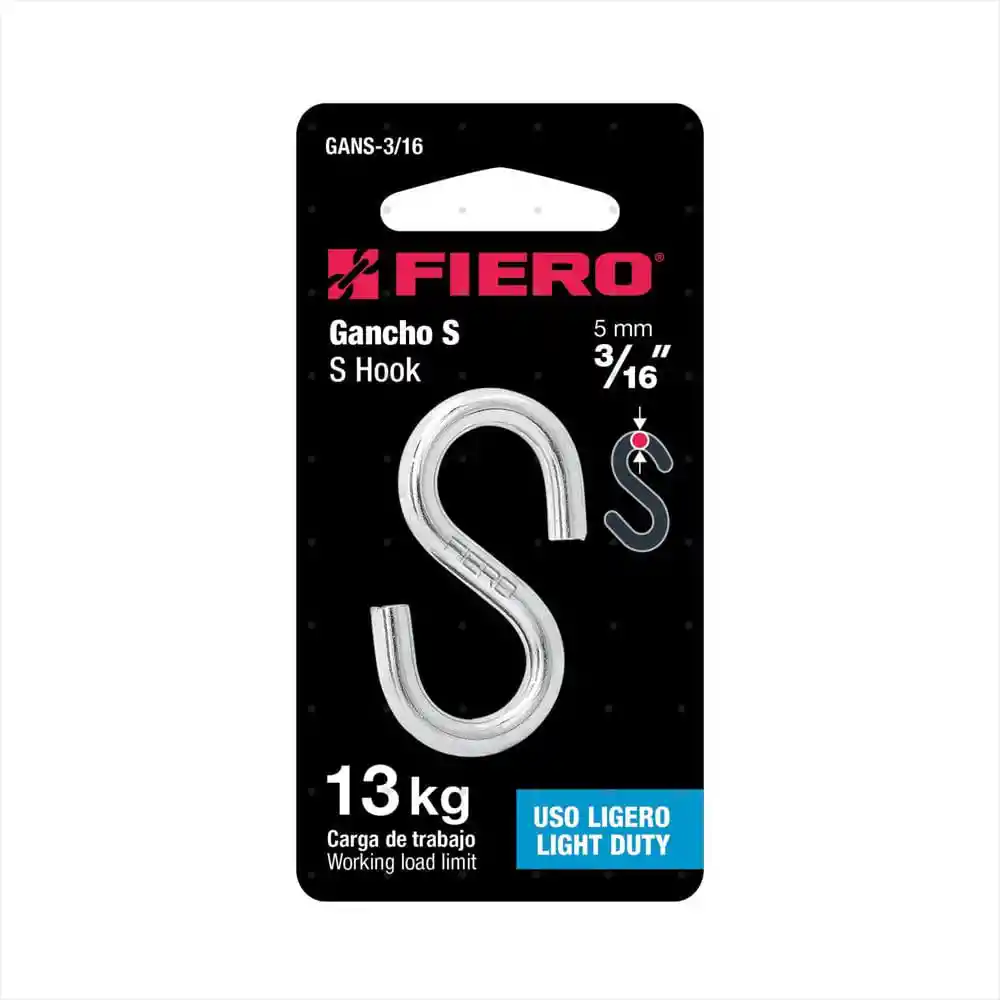 Fiero Gancho Tipo S Metálico 3/16 44091