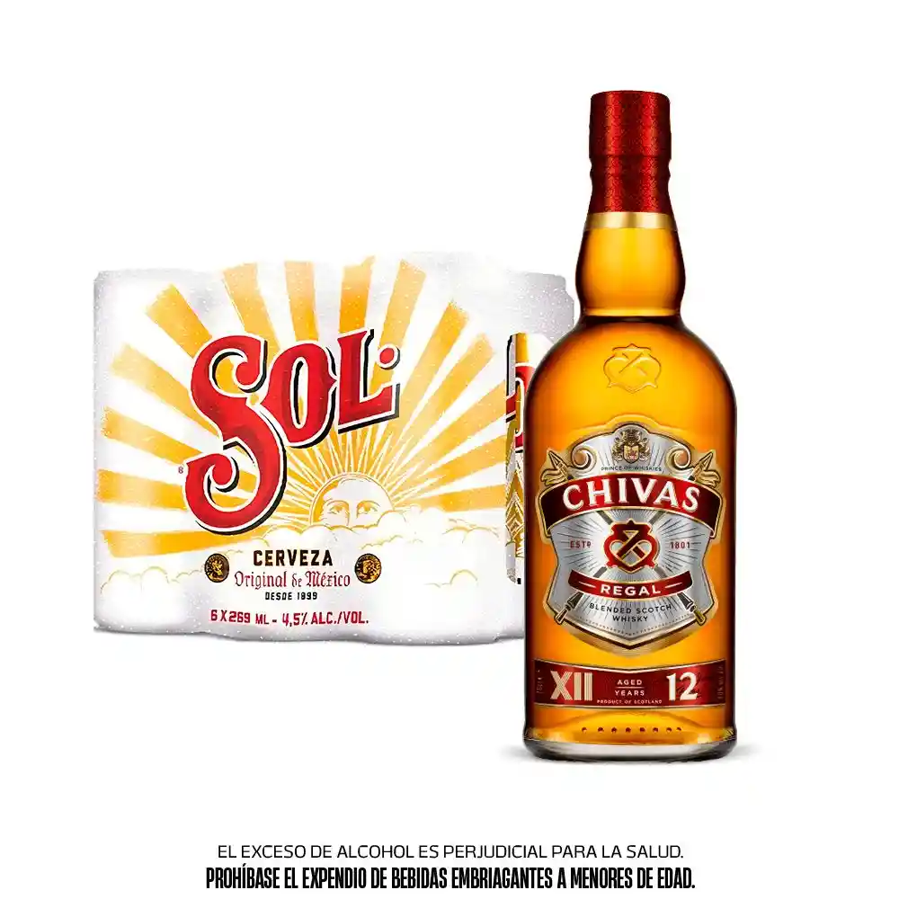 Six Pack Cerveza Sol Lata 269 Ml  + Chivas Regal 12 Years 700 Ml