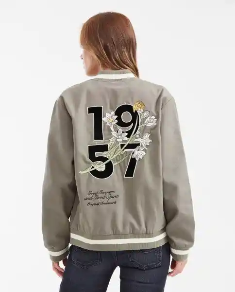 Chaqueta Bomber Embroidery Verde Cerro Oscuro Talla L Chevignon