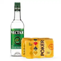 Aguardiente Nectar Verde 750 + Six Pack Poker Lata 330