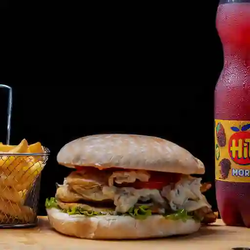 Combo hamburguesa pollo con champiñón