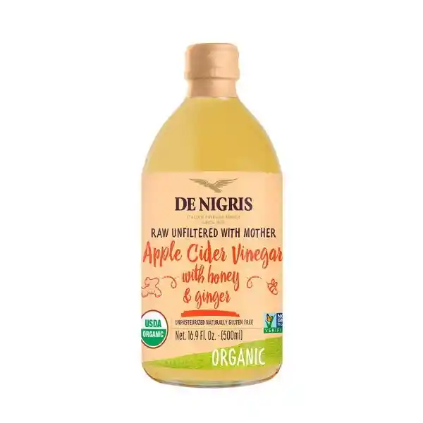 De Nigris Vinagre Sidra Manzana Miel Jengibre Orgánico