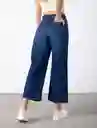 Jean Culotte Tiro Alto Azul Índigo Oscuro Talla 12 Mujer Naf Naf