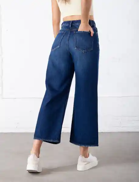 Jean Culotte Tiro Alto Azul Índigo Oscuro Talla 12 Mujer Naf Naf