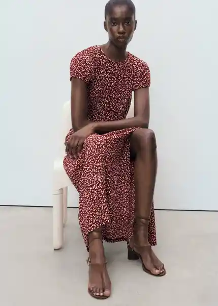 Vestido Pomelo Burdeos Talla L Mujer Mango
