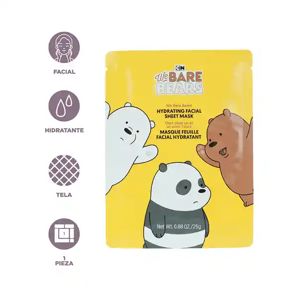 Mascarilla Facial Hidratante we Bare Bears Amarillo Miniso