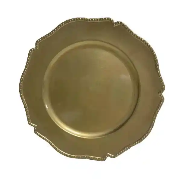 Krea Plato Base Borde Dorado Navidad 2024