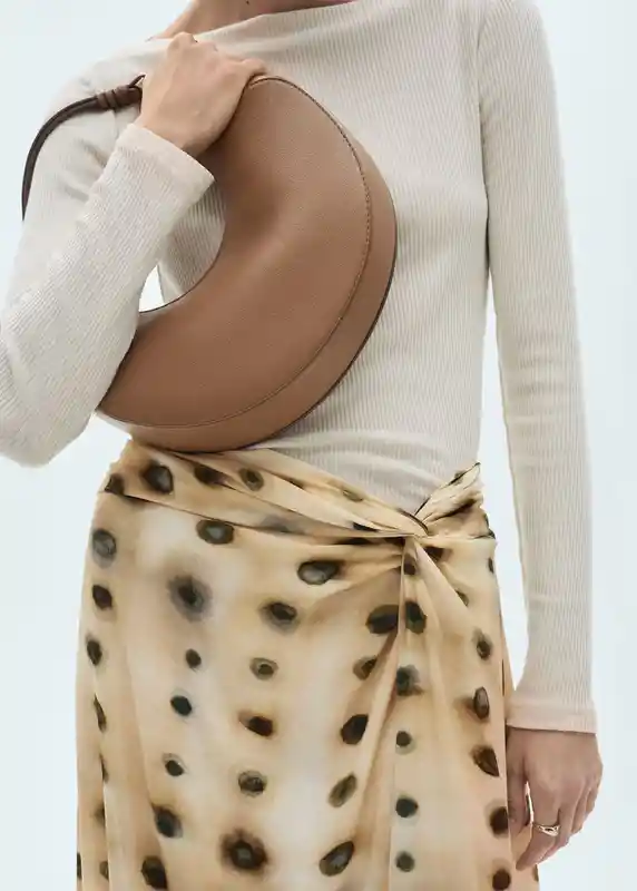 Falda Arena-a Beige Talla M Mujer Mango