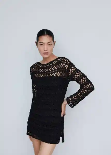 Vestido Tomo Negro Talla S Mujer Mango