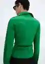 Camisa Frunci Verde Talla XS Mujer Mango