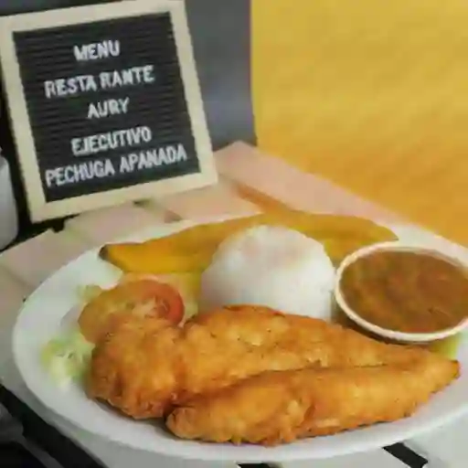 Ejecutivo con pechuga apanada