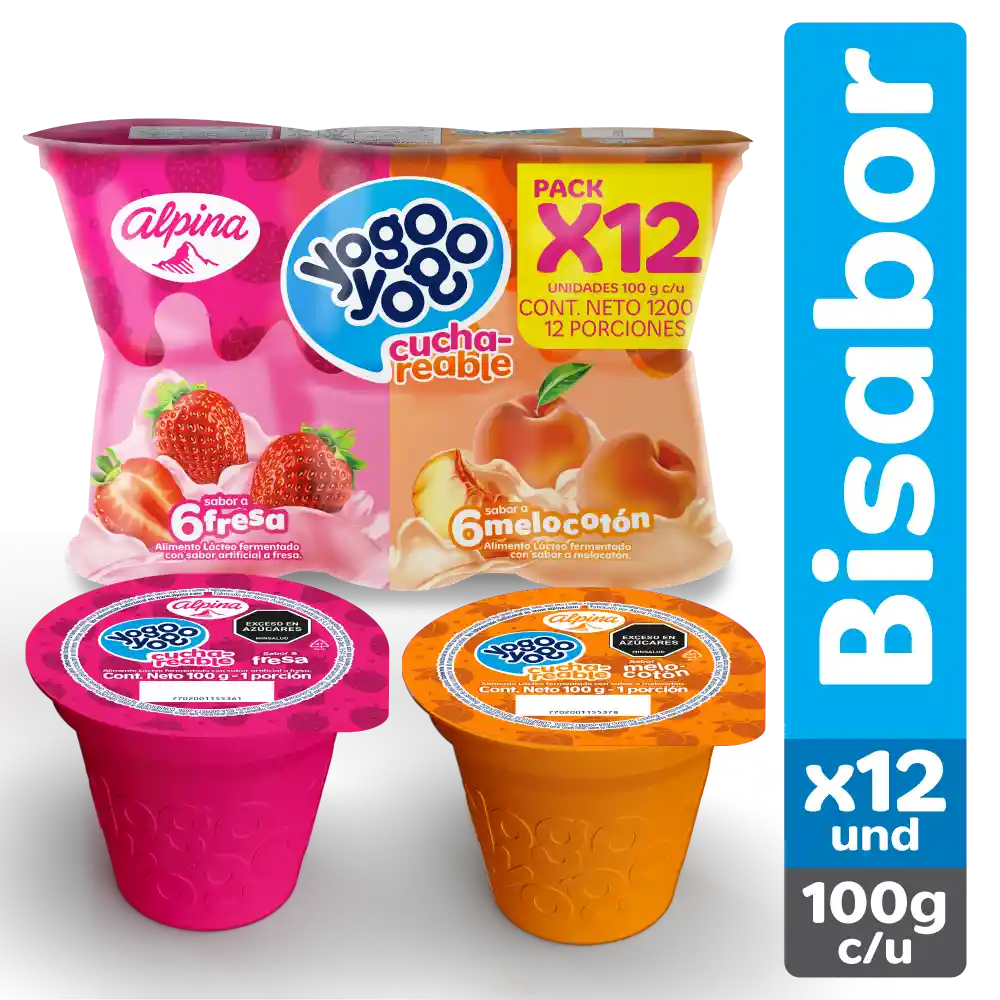 Yogo Yogo cuchareable Bisabor x12 Und Vaso 100 g