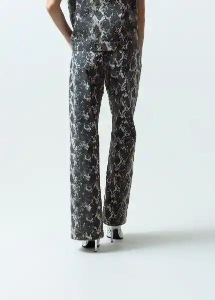 Pantalon Alexia Gris Asno Estampado Talla10 Mujer 431G380 Naf Naf
