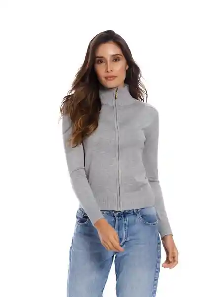 Saco Tejido Abierto Para Mujer Gris Jaspe T. XL