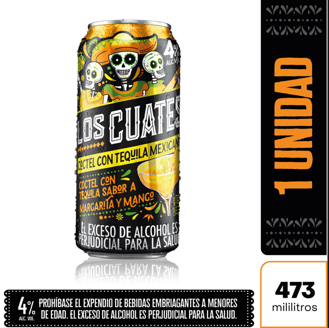 Los Cuates Coctel Tequila Margarita Mango 473 ml