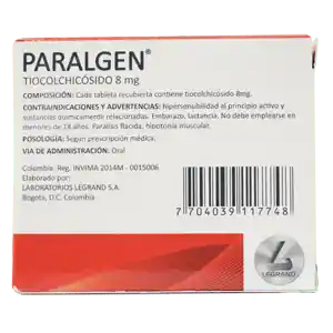 Paralgen Tiocolchicósido  (8 mg)