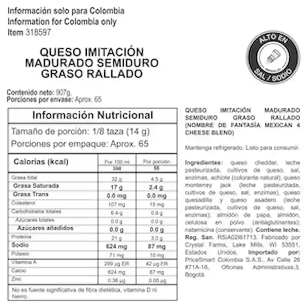 Crystal Farms Mezcla Mexicana de 4 Quesos