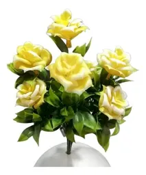 Arreglo Floral Ramo De Rosas Artificial Decoración Amarillo