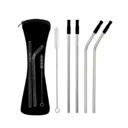 Pitillo de Acero Inoxidable Con Silicona Serie Negro Miniso