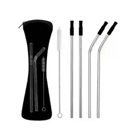Pitillo de Acero Inoxidable Con Silicona Serie Negro Miniso