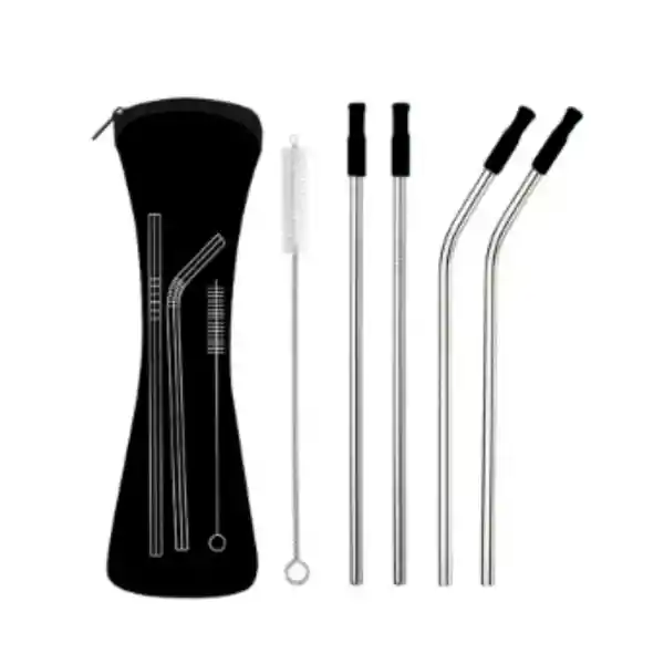 Pitillo de Acero Inoxidable Con Silicona Serie Negro Miniso