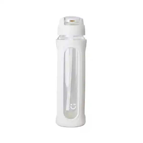 Botella Vidrio Tapa Abatible Pico Asa Blanco 580 mL Serie Miniso