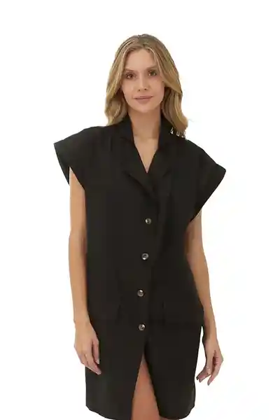 Vestido Corto Lotus Negro Talla Xs Mercedes Campuzano