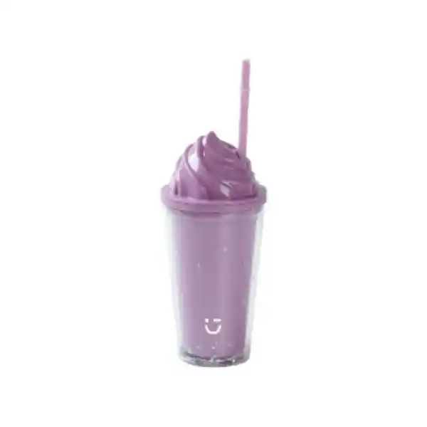 Vaso Plástico Con Pitillo de Serie Púrpura Miniso