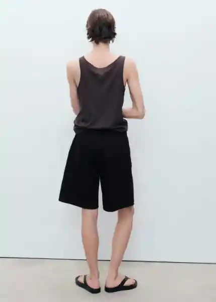 Bermuda Camilla Tejano Negro Talla 38 Mujer Mango