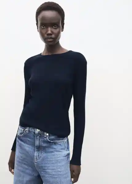 Camiseta Liloca Azul Noche Talla 28 Mujer Mango