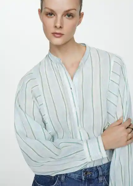 Camisa Bamboo Azul Talla M Mujer Mango
