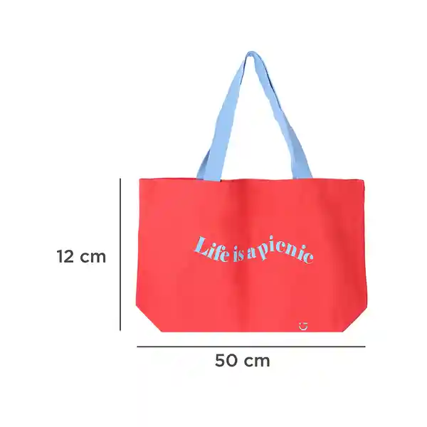 Bolsa de Compras Life is a Picnic Rojo Miniso