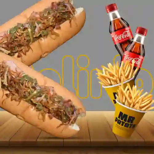 Duo Perros Delirio + Papas + Gaseosa