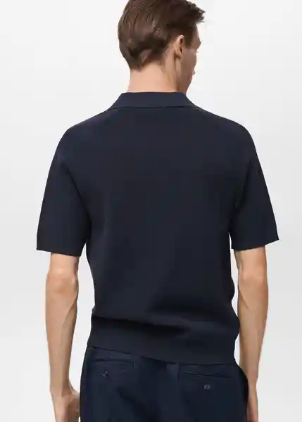 Camisa Lino Navy Talla S Hombre Mango