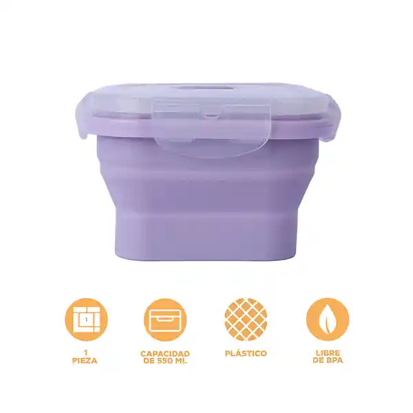 Contenedor Alimento Plegable Silicona Púrpura 550 mL Miniso