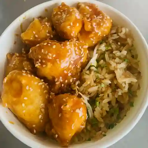 Bowl de pollo a la naranja