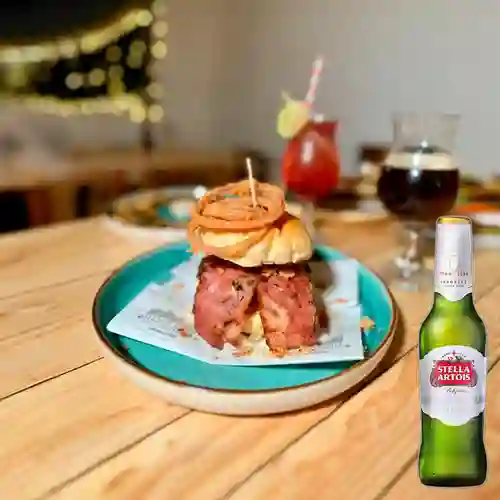 Combo Hamburguesa Chirriada + Stella Artois Bot. 330ml