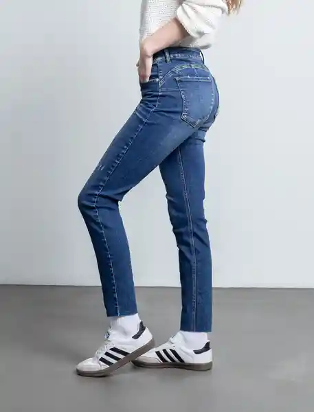 Jean Para Mujer Azul Índigo Medio Talla 14 492F002 Naf Naf