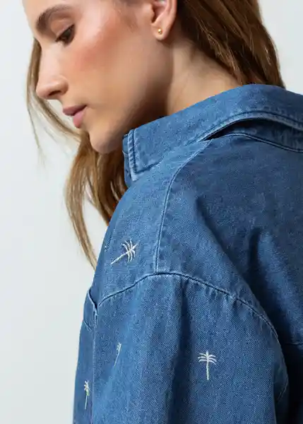 Camisa Tulia Mujer Azul Indigo Medio Talla S 412G305 Naf Naf