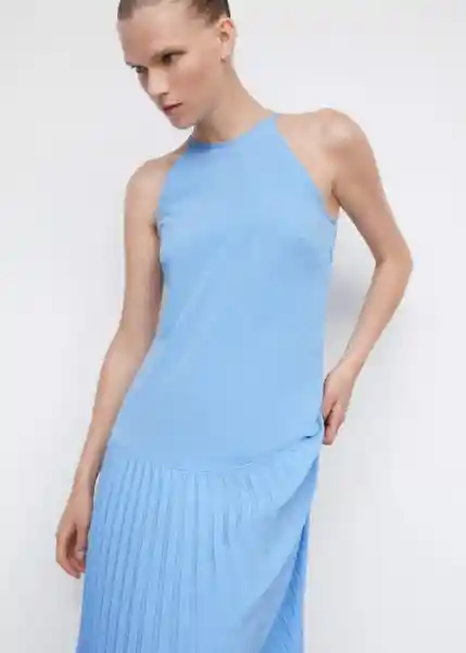 Vestido Bleu-A Azul Talla XL Mujer Mango