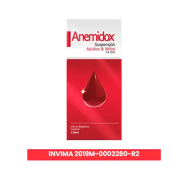 Anemidox tratamiento para la deficiencia de Hierro con Acido Folico y Vitamina C Suspension Oral 120ml