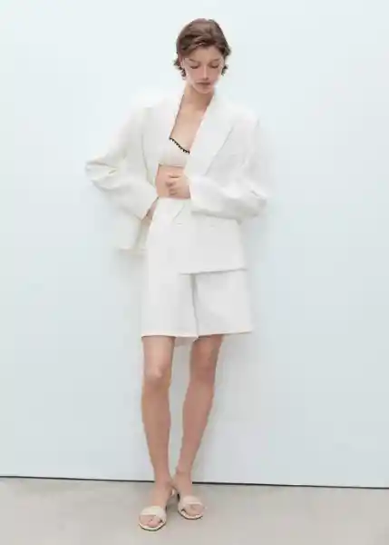 Bermuda Camilla Blanco Talla 38 Mujer Mango