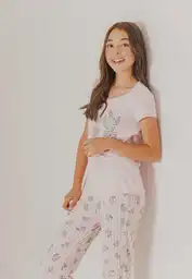 Pijama Manga Corta Plon Largo Rosado Talla 16 Bronzini