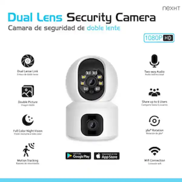 Nexht Cámara Seguridad Inalámbrica Para Interiores Doble Lente