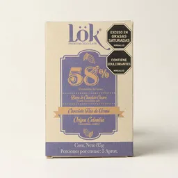 Lok Barra de Chocolate 58 % Cacao sin Azúcar