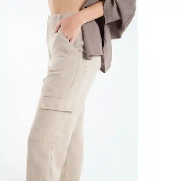  Pantalon Jamba Mujer Beige Polvo Claro Talla 6 Naf-Naf 